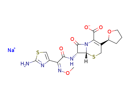 sodium (6R,7R)-7-[[2-(2-amino-1,3-thiazol-4-yl)-2-methoxyimino-acetyl] amino]-8-oxo-3-[(2S)-oxolan-2-yl]-5-thia-1-azabicyclo[4.2.0]oct-2-ene- 2-carboxylate