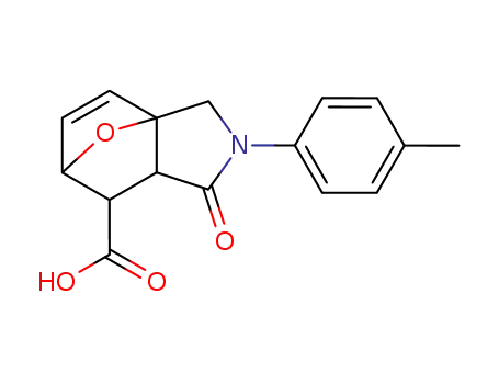 Molecular Structure of 14261-91-7 (4-OXO-3-P-TOLYL-10-OXA-3-AZA-TRICYCLO[5.2.1.0(1,5)]DEC-8-ENE-6-CARBOXYLIC ACID)