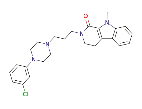 Molecular Structure of 142944-43-2 (2-{3-[4-(3-chlorophenyl)piperazin-1-yl]propyl}-9-methyl-2,3,4,9-tetrahydro-1H-beta-carbolin-1-one)