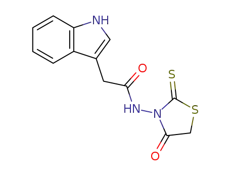 Molecular Structure of 1438-20-6 (N-(4-Oxo-2-thioxothiazolidin-3-yl)-1H-indole-3-acetamide)