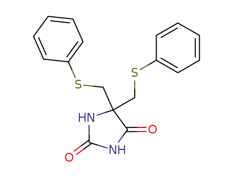 Molecular Structure of 142979-95-1 (5,5-bis[(phenylsulfanyl)methyl]imidazolidine-2,4-dione)