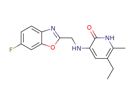 Molecular Structure of 143708-06-9 (5-ethyl-3-{[(6-fluoro-1,3-benzoxazol-2-yl)methyl]amino}-6-methylpyridin-2(1H)-one)