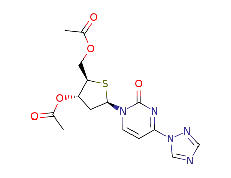 Molecular Structure of 160452-66-4 (4-(1,2,4-triazol-1-yl)-1-(3,5-di-O-acetyl-2-deoxy-4-thio-β-D-erythro-pentofuranosyl)pyrimidin-2(1H)-one)