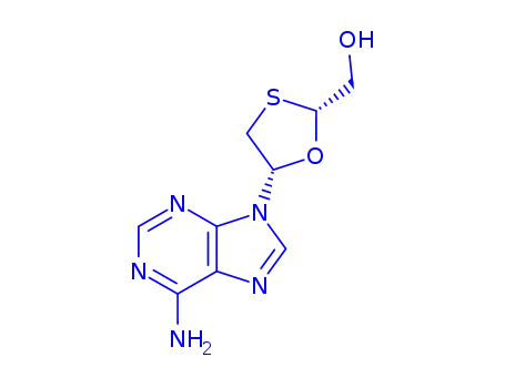 Molecular Structure of 145986-36-3 ([(2R,5R)-5-(6-amino-9H-purin-9-yl)-1,3-oxathiolan-2-yl]methanol)