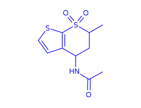 Molecular Structure of 147086-83-7 (N-[(4S,6S)-6-Methyl-7,7-dioxo-5,6-dihydro-4H-thieno[2,3-b]thiopyran-4-yl]acetamide)