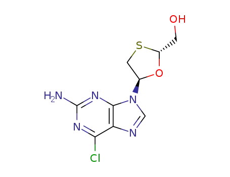 Molecular Structure of 145986-43-2 ([(2R,5R)-5-(2-amino-6-chloro-9H-purin-9-yl)-1,3-oxathiolan-2-yl]methanol)