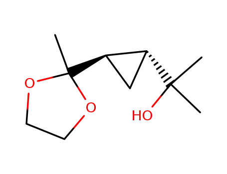 Molecular Structure of 76833-07-3 (2-[(1R,2R)-2-(2-Methyl-[1,3]dioxolan-2-yl)-cyclopropyl]-propan-2-ol)