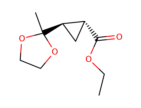 Molecular Structure of 74857-26-4 ((1R,2R)-2-(2-Methyl-[1,3]dioxolan-2-yl)-cyclopropanecarboxylic acid ethyl ester)
