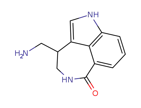 Molecular Structure of 147436-25-7 (3-(aminomethyl)-1,3,4,5-tetrahydro-6H-azepino[5,4,3-cd]indol-6-one)