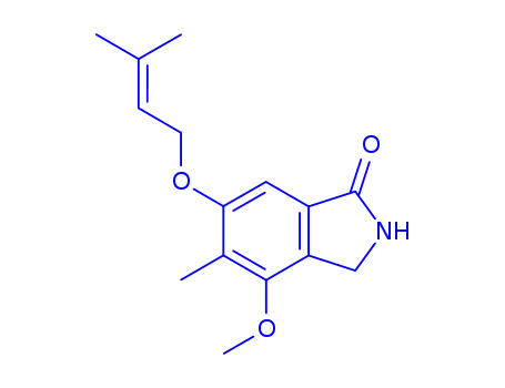 Molecular Structure of 148717-77-5 (4-methoxy-5-methyl-6-[(3-methylbut-2-en-1-yl)oxy]-2,3-dihydro-1H-isoindol-1-one)