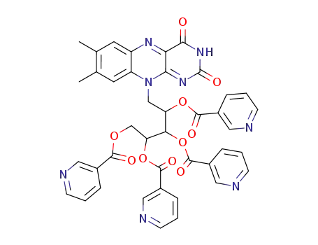 Molecular Structure of 24629-40-1 (5-deoxy-5-(7,8-dimethyl-2,4-dioxo-3,4-dihydrobenzo[g]pteridin-10(2H)-yl)-1,2,3,4-tetrakis-O-(pyridin-3-ylcarbonyl)-D-ribitol)