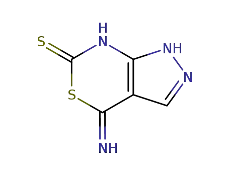 Molecular Structure of 13515-02-1 (4-aminopyrazolo[3,4-d][1,3]thiazine-6(1H)-thione)