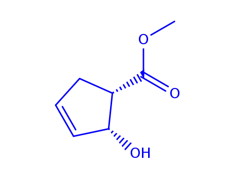 Molecular Structure of 152140-67-5 (3-Cyclopentene-1-carboxylicacid,2-hydroxy-,methylester,(1S-cis)-(9CI))