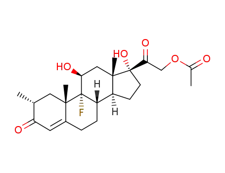 Molecular Structure of 1524-87-4 ((2alpha,11beta)-9-fluoro-11,17-dihydroxy-2-methyl-3,20-dioxopregn-4-en-21-yl acetate)