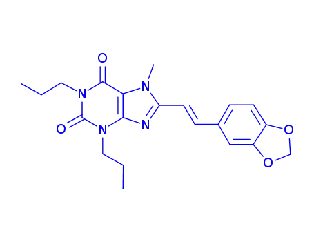 Molecular Structure of 151539-62-7 ((E)-7-Methyl-8-(3,4-methylenedioxystyryl)-1,3-dipropylxanthine)