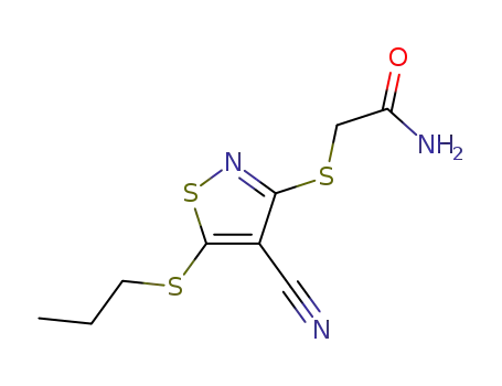 Molecular Structure of 135489-13-3 (2-{[4-cyano-5-(propylsulfanyl)isothiazol-3-yl]sulfanyl}acetamide)
