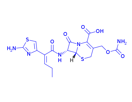 (6R,7R)-3-[[(Aminocarbonyl)oxy]methyl]-7-[[(2Z)-2-(2-amino-4-thiazolyl)-1-oxo-2-pentenyl]amino]-8-oxo-5-thia-1-azabicyclo[4.2.0]oct-2-ene-2-carboxylic acid