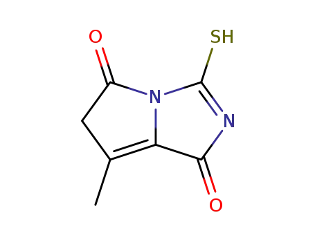 Molecular Structure of 13594-06-4 (1H-Pyrrolo[1,2-c]imidazole-1,5(6H)-dione,3-mercapto-7-methyl-(8CI))
