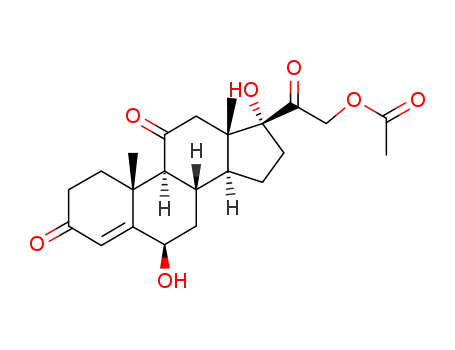 Molecular Structure of 13096-52-1 ((6beta)-6,17-dihydroxy-3,11,20-trioxopregn-4-en-21-yl acetate)