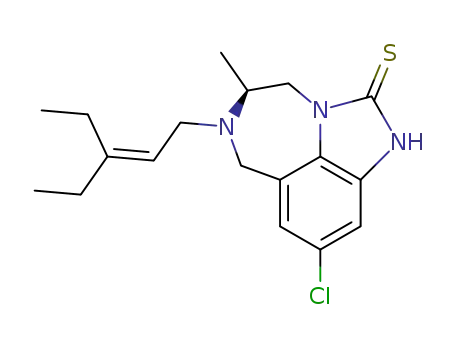 Molecular Structure of 257891-76-2 (9-chloro-6-(3-ethylpent-2-en-1-yl)-5-methyl-4,5,6,7-tetrahydroimidazo[4,5,1-jk][1,4]benzodiazepine-2(1H)-thione)