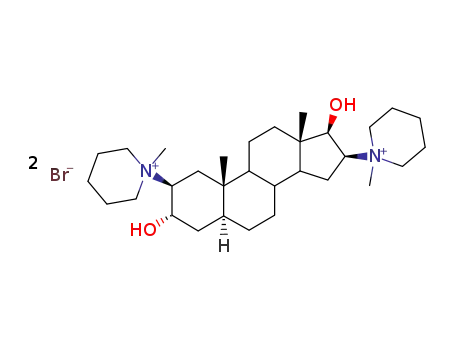 Molecular Structure of 15500-65-9 ((2beta,3alpha,5alpha,16beta,17beta)-2,16-bis(1-methylpiperidinium-1-yl)androstane-3,17-diol dibromide)