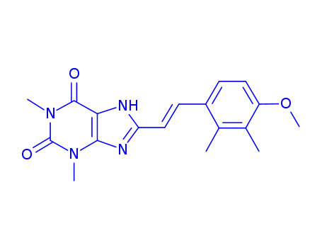 Molecular Structure of 155271-16-2 (8-[(E)-2-(4-methoxy-2,3-dimethylphenyl)ethenyl]-1,3-dimethyl-3,7-dihydro-1H-purine-2,6-dione)