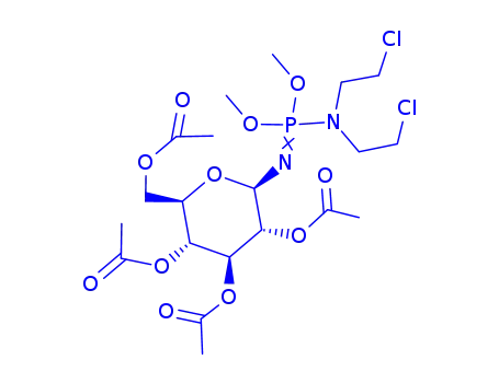 Molecular Structure of 155919-81-6 (2,3,4,6-tetra-O-acetyl-N-(2-chloroethyl)-N-[N-(2-chloroethyl)-P,P-dimethoxyphosphorimidoyl]-beta-D-glucopyranosylamine)