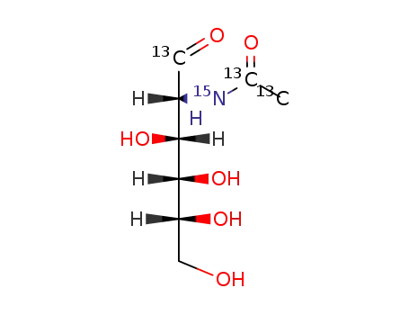 Molecular Structure of 478529-42-9 (2-[1,2-13C2]ACETAMIDO-2-DEOXY-D-[UL-13C6]GLUCOSE)