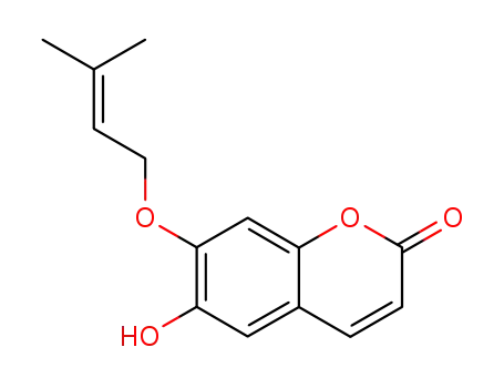 Molecular Structure of 15870-91-4 (6-Hydroxy-7-(isopentenyloxy)-2H-1-benzopyran-2-one)