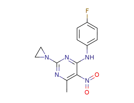 Molecular Structure of 1582-06-5 (2-(aziridin-1-yl)-N-(4-fluorophenyl)-6-methyl-5-nitropyrimidin-4-amine)