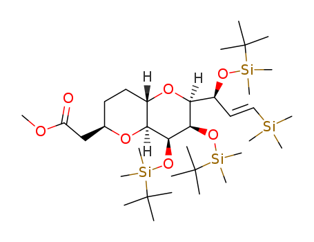 185411-11-4,{(2R,4aS,6S,7R,8S,8aS)-7,8-Bis-(tert-butyl-dimethyl-silanyloxy)-6-[(E)-(S)-1-(tert-butyl-dimethyl-silanyloxy)-3-trimethylsilanyl-allyl]-octahydro-pyrano[3,2-b]pyran-2-yl}-acetic acid methyl ester,