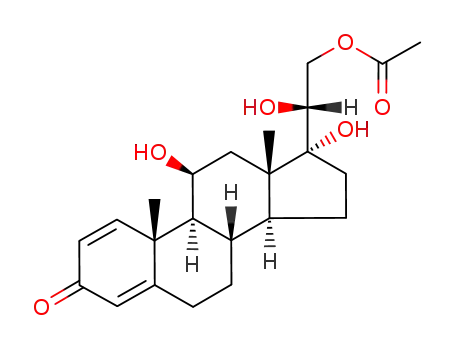 Molecular Structure of 96346-38-2 ((20R)-21-acetoxy-11β,17,20-trihydroxy-3-oxo-1,4-pregnadiene)