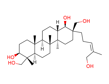 Molecular Structure of 156764-86-2 (1,8-Chrysenedimethanol,octadecahydro-2,7-dihydroxy-8-[(3Z)-5-hydroxy-4-methyl-3-penten-1-yl]-1,4a,10a,10b-tetramethyl-,(1R,2S,4aR,4bR,6aS,7R,8R,10aR,10bR,12aR)-)