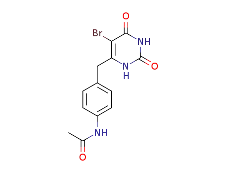 Molecular Structure of 18364-66-4 (N-{4-[(5-bromo-2,6-dioxo-1,2,3,6-tetrahydropyrimidin-4-yl)methyl]phenyl}acetamide)
