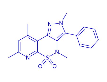 Molecular Structure of 162255-92-7 (2,4,7,9-tetramethyl-3-phenyl-2,4-dihydropyrazolo[4,3-c]pyrido[3,2-e][1,2]thiazine 5,5-dioxide)