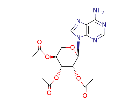 Molecular Structure of 18520-81-5 (9-(2,3,4-tri-O-acetylpentopyranosyl)-9H-purin-6-amine)