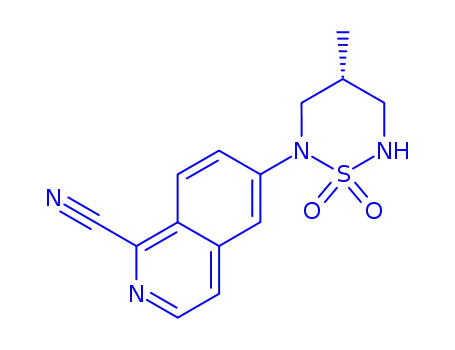 Molecular Structure of 1612755-71-1 (6-[(4R)-4-methyl-1,1-dioxido-1,2,6-thiadiazinan-2-yl]isoquinoline-1-carbonitrile)