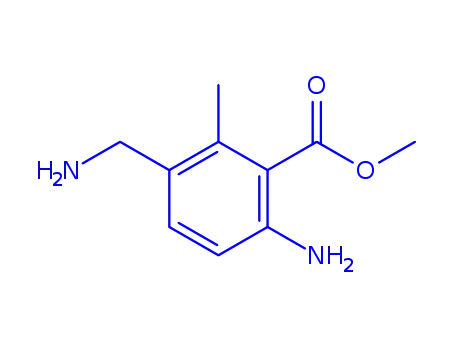 Molecular Structure of 185689-48-9 (Benzoic acid, 6-amino-3-(aminomethyl)-2-methyl-, methyl ester (9CI))