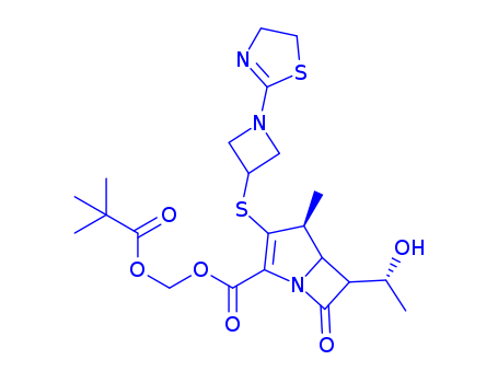 (1R,5S,6S)-6-[1(R)-Hydroxyethyl]-1-methyl-2-[1-(2-thiazolin-2-yl)azetidin-3-ylsulfanyl]-1-carba-2-penem-3-carboxylic acid pivaloyloxymethyl ester