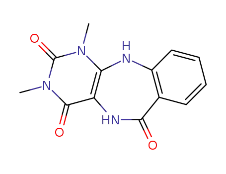 Molecular Structure of 18830-60-9 (1H-Pyrimido[4,5-b][1,4]benzodiazepine-2,4,6(3H)-trione,  5,11-dihydro-1,3-dimethyl-)
