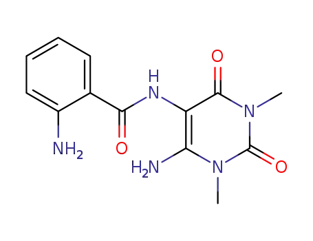 Molecular Structure of 18830-59-6 (Benzamide,  2-amino-N-(6-amino-1,2,3,4-tetrahydro-1,3-dimethyl-2,4-dioxo-5-pyrimidinyl)-)