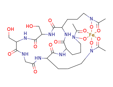 18972-10-6,ferrichrysin,Iron,[N,N',N''-[[11,14-bis(hydroxymethyl)-3,6,9,12,15,18-hexaoxo-1,4,7,10,13,16-hexaazacyclooctadecane-2,5,8-triyl]tris(trimethylene)]triacetohydroxamato]-(8CI); 1,4,7,10,13,16-Hexaazacyclooctadecane, cyclic peptide deriv.;Stereoisomer of[cyclo(glycyl-N5-acetyl-N5-hydroxy-L-ornithyl-N5-acetyl-N5-hydroxy-L-ornithyl-N5-acetyl-N5-hydroxy-L-ornithyl-L-seryl-L-seryl)ato(3-)]iron