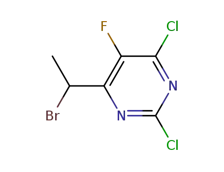 Molecular Structure of 188416-30-0 (6-(1-Bromo-ethyl)-4-chloro-5-fluoropyrimidine)
