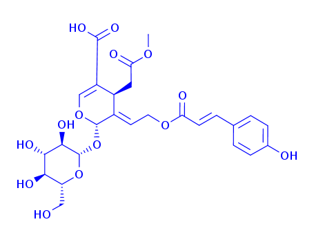 2H-Pyran-4-acetic acid,5-carboxy-2-(â-D-glucopyranosyloxy)- 3,4-dihydro-3-[2-[[(2E)-3-(4-hydroxyphenyl)- 1-oxo-2-propenyl]oxy]ethylidene]-,R-methyl ester,(2S,3E,4S)-