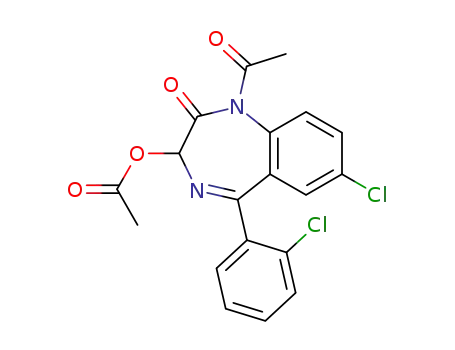 Molecular Structure of 18878-17-6 (1-Acetyl-3-(acetyloxy)-7-chloro-5-(2-chlorophenyl)-1,3-dihydro-2H-1,4-benzodiazepin-2-one)
