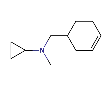 Molecular Structure of 16381-79-6 (N-(cyclohex-3-en-1-ylmethyl)-N-methylcyclopropanamine)