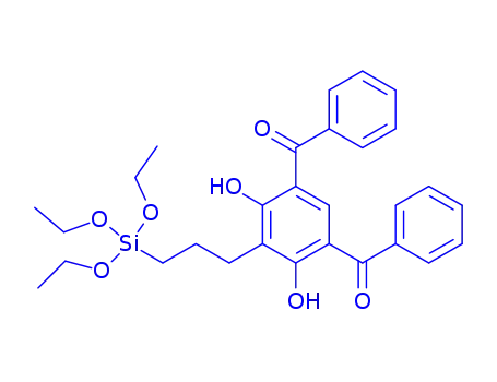 Molecular Structure of 166255-23-8 ([4,6-Dihydroxy-5-[3-(triethoxysilyl)propyl]-1,3-phenylene]bis[phenylmethanone])
