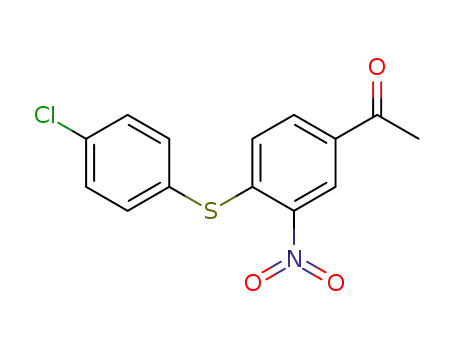 Molecular Structure of 19688-55-2 (1-(4-[(4-CHLOROPHENYL)THIO]-3-NITROPHENYL)ETHAN-1-ONE)