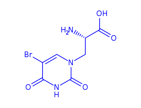 19772-78-2,5-bromowillardiine,1(2H)-Pyrimidinepropanoicacid, a-amino-5-bromo-3,4-dihydro-2,4-dioxo-,(S)-; 1(2H)-Pyrimidinepropionic acid, a-amino-5-bromo-3,4-dihydro-2,4-dioxo-, L- (8CI);(S)-5-Bromowillardiine