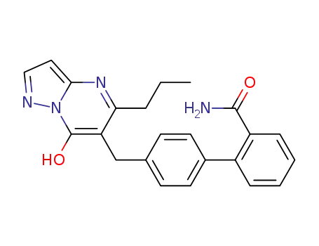 Molecular Structure of 167375-27-1 (4'-((7-Hydroxy-5-propylpyrazolo(1,5-a)pyrimidin-6-yl)methyl)-(1,1'-biphenyl)-2-carboxamide)